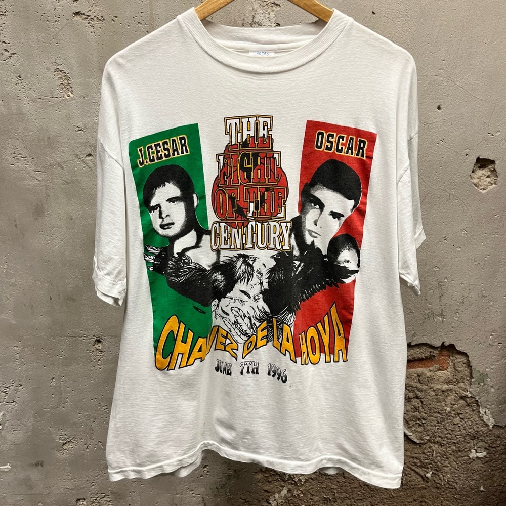 Vintage 90s Fight of the Century Cesar Chavez Oscar De La Hoya Boxing Tee XL